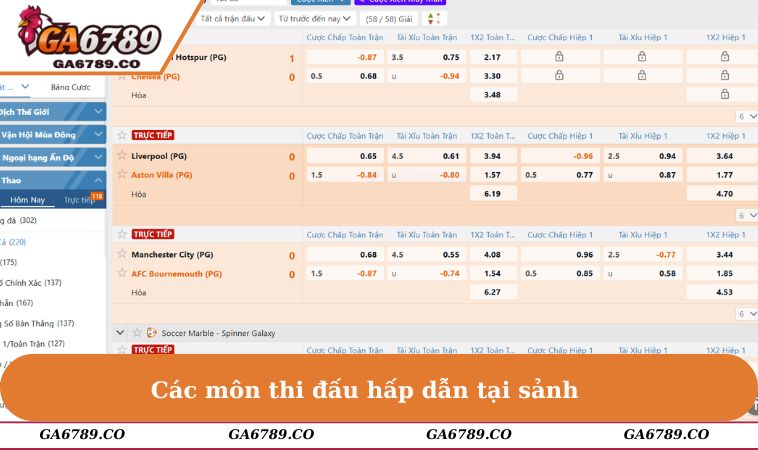 Các môn thi đấu hấp dẫn tại sảnh