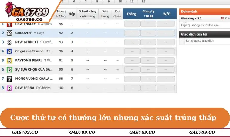 Cược thứ tự có thưởng lớn nhưng xác suất trúng thấp